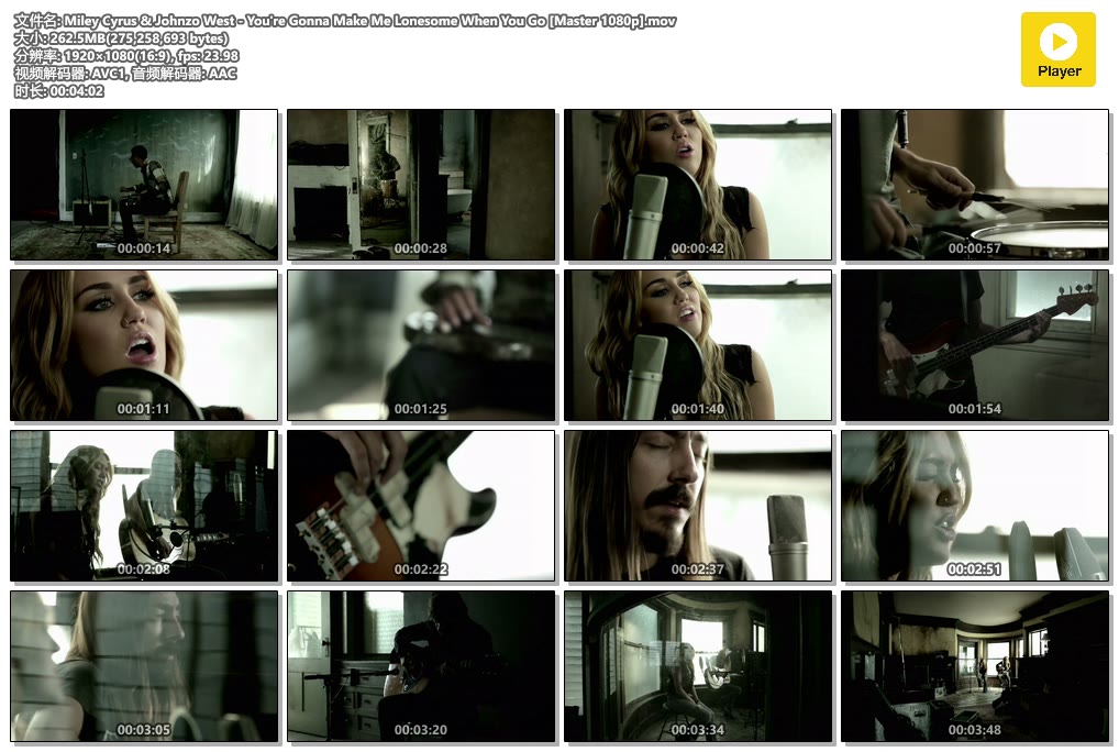 Miley Cyrus & Johnzo West - You're Gonna Make Me Lonesome When You Go [Master 1080p].mov